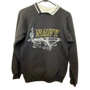 Pacific Playwear Vintage NAVY Aircraft Carrier Sweatshirt w/ Collar Adult Size M
